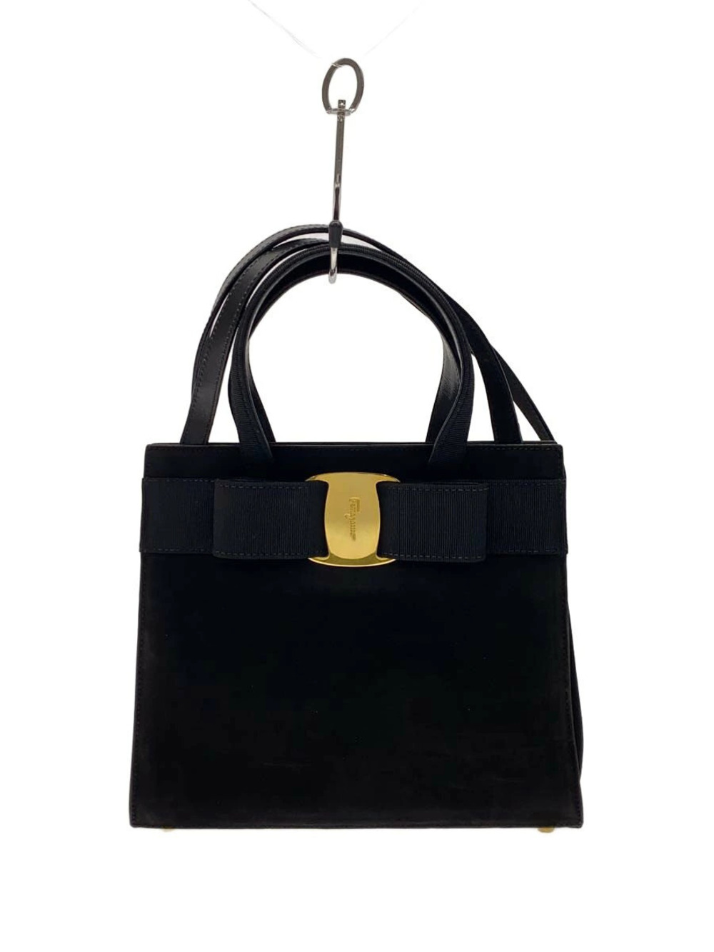 Salvatore Ferragamo Vara Handbag Suede Black
